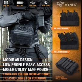 WYNEX Tactical Molle Admin Pouch of Kangaroo Style, Modular EDC Bag Utility Tool Pouch with Mag/Zipper Strip Insert