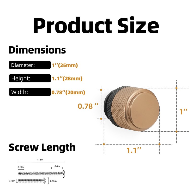 KOMOTIA 10 Pack Matte Black and Champagne Bronze Knurled Cabinet