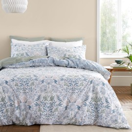 Bianca Hedgerow Hopper 200 Thread Count Cotton Single Duvet Cover Set with Pillowcase Blue