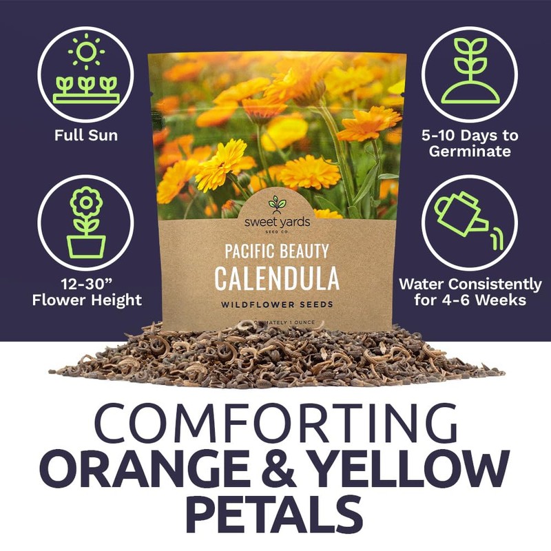 Calendula ‘Pacific Beauty Mix’ – Extra Large Packet – Over