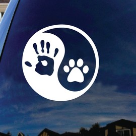SoCoolDesign Ying Yang Human Hand Dog Paw Car Window Vinyl Decal Sticker 4" Wide