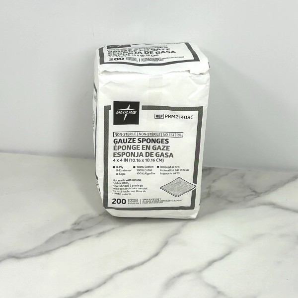 Medline 4 x 4 inch Gauze Sponges 100% Cotton 8-Ply