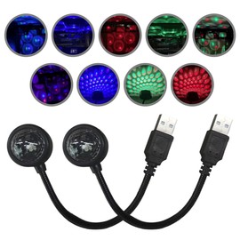 USB Car Roof Star Projector Night Light, Adjustable Car Interior Atmosphere Lamp Star Lights with 9 Modes, Portable Sound Activated LED Ambient Light for Car Decoration, Bedroom, Ceiling, Party (2PCS)