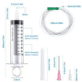 2Pcs 100ml Syringe Colostrum Syringes with Cap, Individual Package Measuring Syringes with Tube, 20G Blunt Tip Needles Reusable Plastic Syringe for Laboratory, Industry Oil or Glue