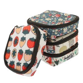 Minkissy 4pcs Cute Small Makeup Pouch Stylish Period Storage Bags for Sanitary Napkins and Small Items for Travel and Everyday Use Strawberry Owl Floral Forest