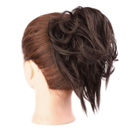 Lativ Messy Hair Bun Tousled Updo Synthetic Hair Scrunchies Extension With Elastic Rubber Band Messy Hair Accessories Hair Pieces for Women Girls (Chestnut Brown)