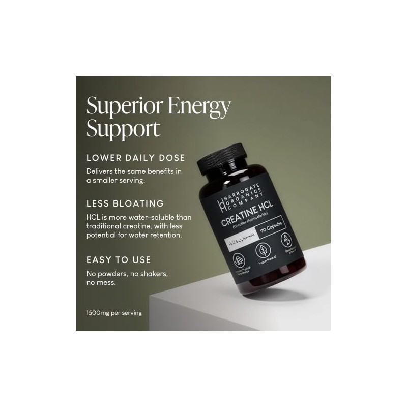 Creatine HCL Supplement Capsules 30 Day Supply 500mg Supports Energy