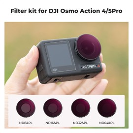 K&F Concept ND/PL Filters for DJI Osmo Action 4/5 Pro ND8&PL, ND16&PL, ND32&PL, ND64&PL- 4-Pack nd cpl Multi-Coated Neutral Density Action 4 Accessories
