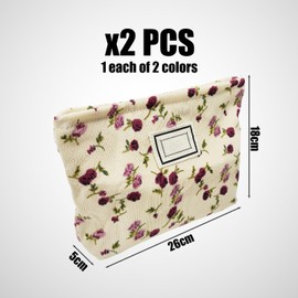 2 Pieces Corduroy Cosmetic Bag, Women's Toiletry Bag, Cosmetic Storage Bag, Hand Canvas Bag, Portable Cosmetic Bag