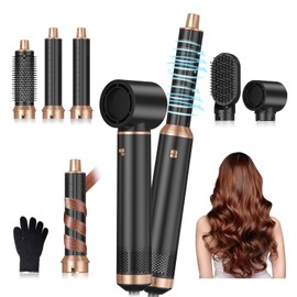 Blow Dryer Brush, Air Curling Wrap Styler Hair Dryer Brush Air Curler, 5 in 1 Hot Air Brush Negative Ion Curling Iron, Hair Styling Tools for Drying Curl Straightening