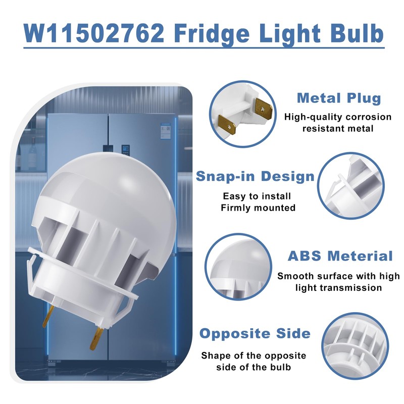 W11502762 W11254095 Freezer LED Light Bulb Compatible with Whirlpool Amana