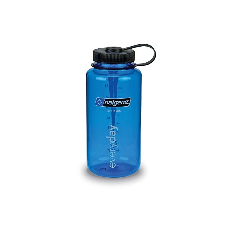 Nalgene Tritan Wide Mouth BPA-Free Water Bottle, Blue w/Black