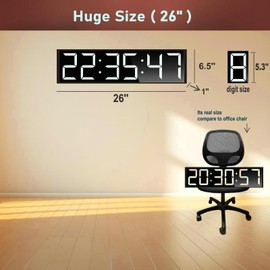 Boyiit 26'' Extra Large Home Gym Timer Clock, Programable Workout Interval Timer, Digital Wall Clock, with 7-Color Night Light, 8 Alarm Clocks, Calendar/Temperature, Countdown & Stopwatch (White)