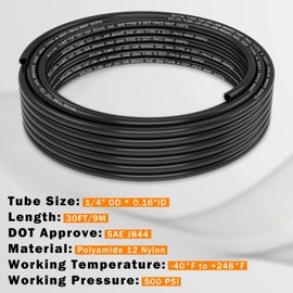 CheeMuii 30 FT 1/4 DOT Air Line 1/4" PA12 Nylon Pneumatic Tubing 9.1 Meter 1/4 Inch OD Pneumatic Air Tubing Pipe Hose Line for Semi Truck Trailer or Industrial Air System