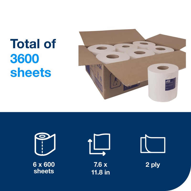 Tork Soft Centerfeed Hand Towel White M2, High Absorbency, 6