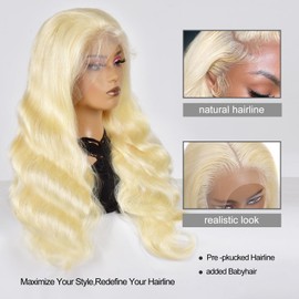 Alimoonbeam 613 13x6 Lace Front Wig Human Hair 200 Density Blonde Body Wave Lace Front Wigs Blonde Human Hair Hd Lace Frontal Wig 13x6 (20 Inch)