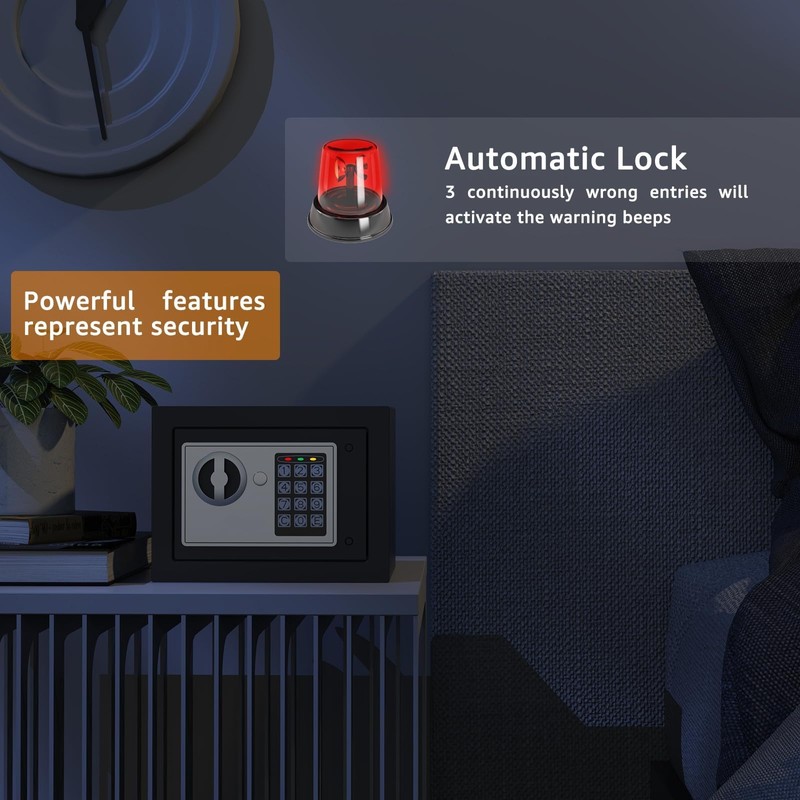 PATRON Small Safe Box for Money with Code and Keys，Solid