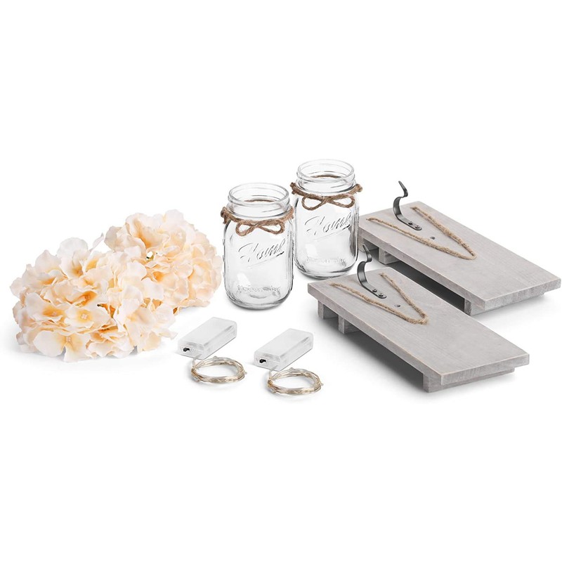 iDECOE Premium Mason Jar Wall Decor Sconces - Rustic Grey