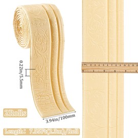 GORGECFAFT 2 Rolls 91x4 Inch Crown Molding Peel and Stick Beige 3D Wall Edging Foam Flexible Wallpaper Border Mirror Edging Frame Lines Wall Base Ceiling Baseboard for Home DIY Furniture Home Decor
