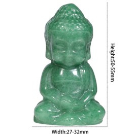 KYEYGWO Crystal Stone Baby Buddha Statue for Feng Shui Decor Natural Stone Portable Mini Buddha Figurine for Meditation Prayer Protection, Green Aventurine