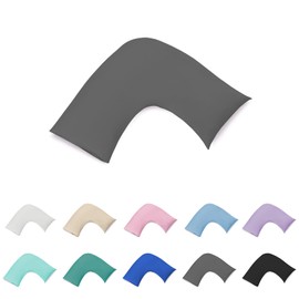 100% Cotton 300TC V Shape/U Shape/Boomerang/Tri Pillowcase/Maternity Support - Percale - Envelope Style Machine Washable (Charcoal)