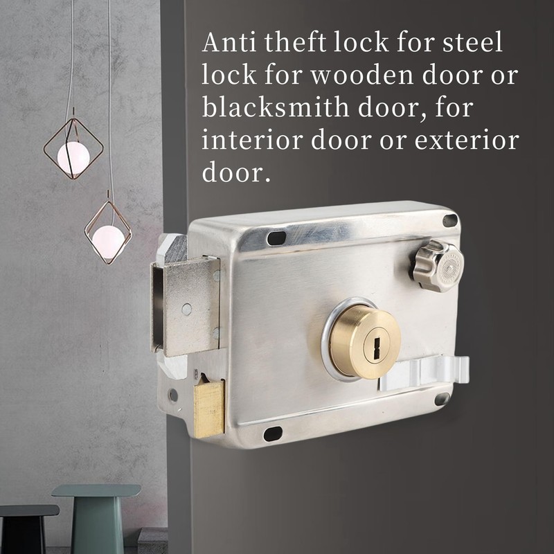 Rim Lock Set, Stainless Steel Vertical Keyway Cylinder Deadbolt With