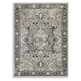 Signature Design by Ashley Gregmoore Traditional 5'2" x 6'10" Machine Woven Vintage Inspired Medallion Pattern Medium Area Rug, Low Pile, Machine Washable, Multicolor