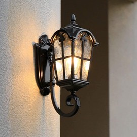 YUBOLE Outdoor Wall Light Fixture Exterior Wall Lantern for Front Porch Garage Patio, Matte Black