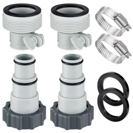 Pool Hose Adapter A & B - Conversion Connector for 1.5"&1.25" Hoses with Clamps Gaskets, Replacement Parts fits Intex Filter Pumps, Saltwater System, Above Ground Swimming Pool Accessories - 4Pack