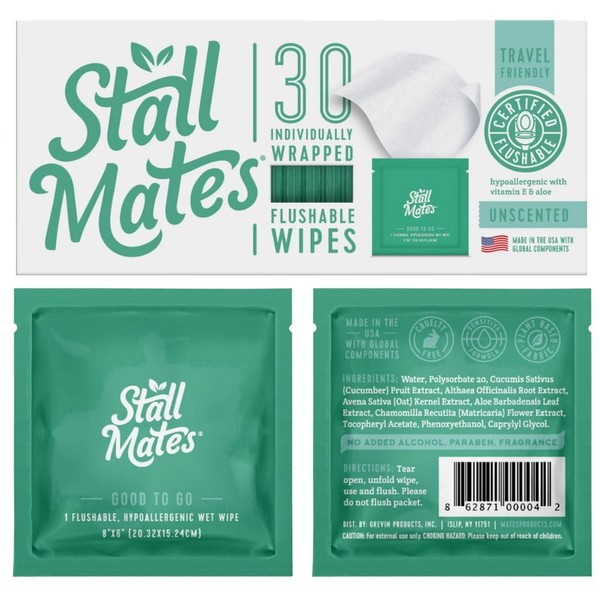 Stall Mates Wipes - Flushable Wipes | Individually Wrapped |