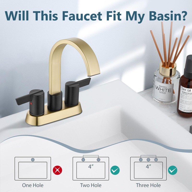 Aolemi Bathroom Faucets for Sink 3 Hole,4 Inch Centerset Waterfall