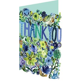 Roger la Borde Laser Cut Thank You Card - BLUE FLOWERS