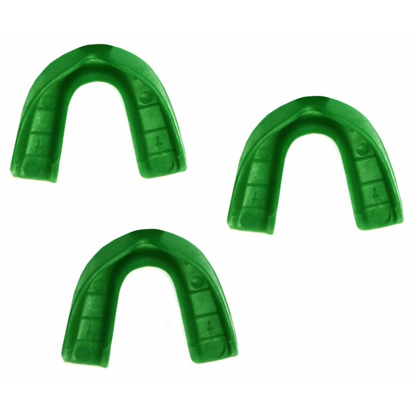 SafeTGard 3 Pack Adult Form Fit Super Mouthguard Without Strap - (Kelly Green)