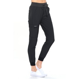 Dagacci Medical Uniform Jogger Scrub Pants for Women and Men Unisex 4-Way Stretch Workwear Professionals Scrubs Pants Black