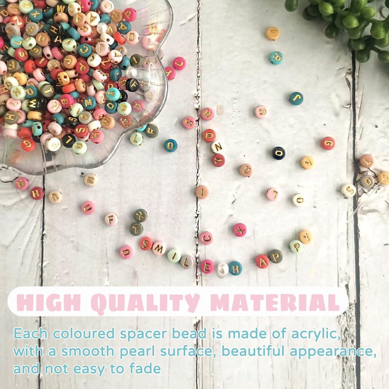 Waldspring Pack of 1000 A-Z Beads for Threading, 7 mm