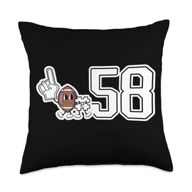 Retro Football Player Apparel Retro White Foam Finger Football Player #58 Throw Pillow, 18x18, Multicolor