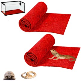 HERCOCCI 2 Pack Reptile Carpet, 39’’ x 20’’ Terrarium Bedding Substrate Liner Reptile Cage Mat Tank Accessories for Bearded Dragon Lizard Tortoise Leopard Gecko Snake (Red)
