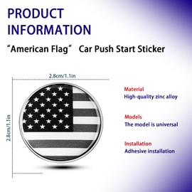 Huli Stylish Push Start Button Cover Metal Round Vehicle Engine Start Button Cover Universal Start Stop Button Stickers Car Accessories Decoration(America Flag Gray)