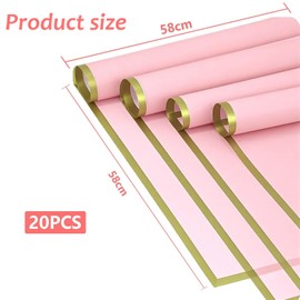 Shoyisenka 20 Sheets Flower Bouquet Wrapping Paper, Waterproof Bouquet Paper, Gift Floral Wrapping Paper for Wedding, Birthday, Mother's Day, Father's Day, Valentine's Day (Pink)