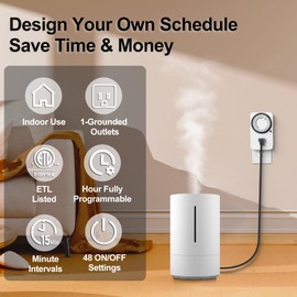 Baomain 24-Hour Indoor Mechanical Timer, 15A 125VAC ON/Off Single Outlet,3-Prong Plug Timer BND-60/U39N,ETL Listed