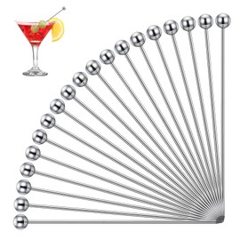 Thrymme 24Pcs Metal Cocktail Sticks, Cocktail Skewers for Martini Olive