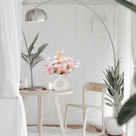 FPMSQDY 10 Pcs Artificial Chrysanthemum Flowers, Faux Kiku Flower Pompon Mum Silk Flowers Pink Mini Chrysanth for Tall Vase Wedding DIY Bouquet Flower Arrangement Centerpieces Home Decor