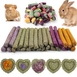 VESPRO Rabbit Toys for Bunnies Rabbit Chew Toys for Teeth Bunny for Rabbits Guinea Pig Chew Treats Toys,Timothy Hay Sticks for Chinchillas Hamsters Bunny Guinea Pig Rats and Animals Teeth Care