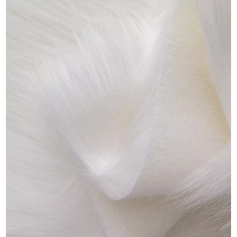 Nice 60” Width White Solid Shaggy Long Pile Faux Fur