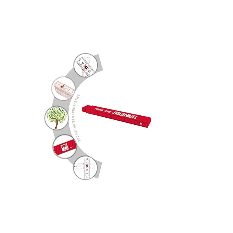 TOX Folding Ruler 2 m in Red - Measuring Stick