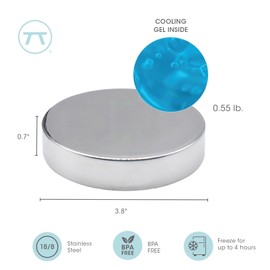 Outset Stainless Steel Round Ice Packs, Set of 2 Reusable Travel Coolers, 3.75" x 0.75”