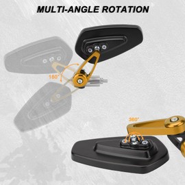 VG MOTO Motorcycle Bar End Mirrors 7/8'' 22mm Rear view Side Mirror Blue Lens Universal Replacement for Honda Grom Kawasaki Suzuki Ducati Yamaha and More Street Sport Bike Scooter Cruisers (Gold)