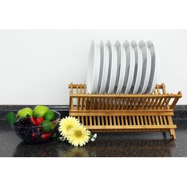 BergHOFF Natural Bamboo Plate Rack 20" Light Brown Ergonomically Designed Handle Durable Reusable
