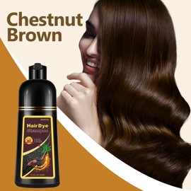 Instant Chestnut Brown Hair Dye Shampoo for Gray Hair 3 in 1, Natural Hair Color Shampoo for Women Men Brown Colors in 10-15 mins, 100% Cover Long Lasting Hair Dye 16.9 Fl Oz (Maroon/Chestnut brown)