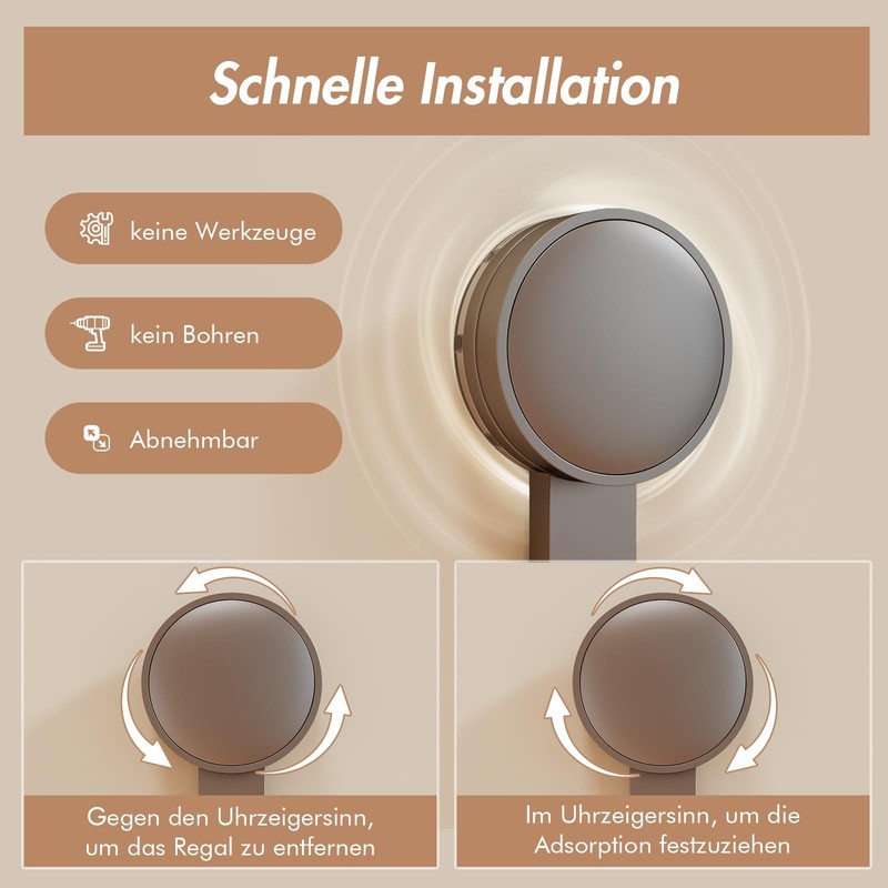 RUIHANDA Suction Cup Shower Shelf without Drilling, 30 cm Length,